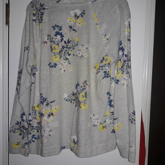 Ann Taylor Loft Gray Floral Sweatshirt L - Picture 4 of 4